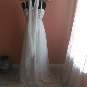 Beaded Embroidery Wedding Dress & Tiara